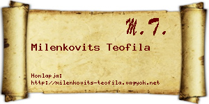 Milenkovits Teofila névjegykártya